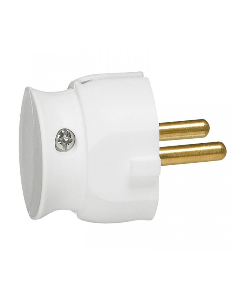 Fiche plastique 2P 16A extra-plate à sortie latérale - Blanc - LEGRAND Fiche plastique 2P 16A extra-plate à sortie latérale - Blanc - LEGRAND