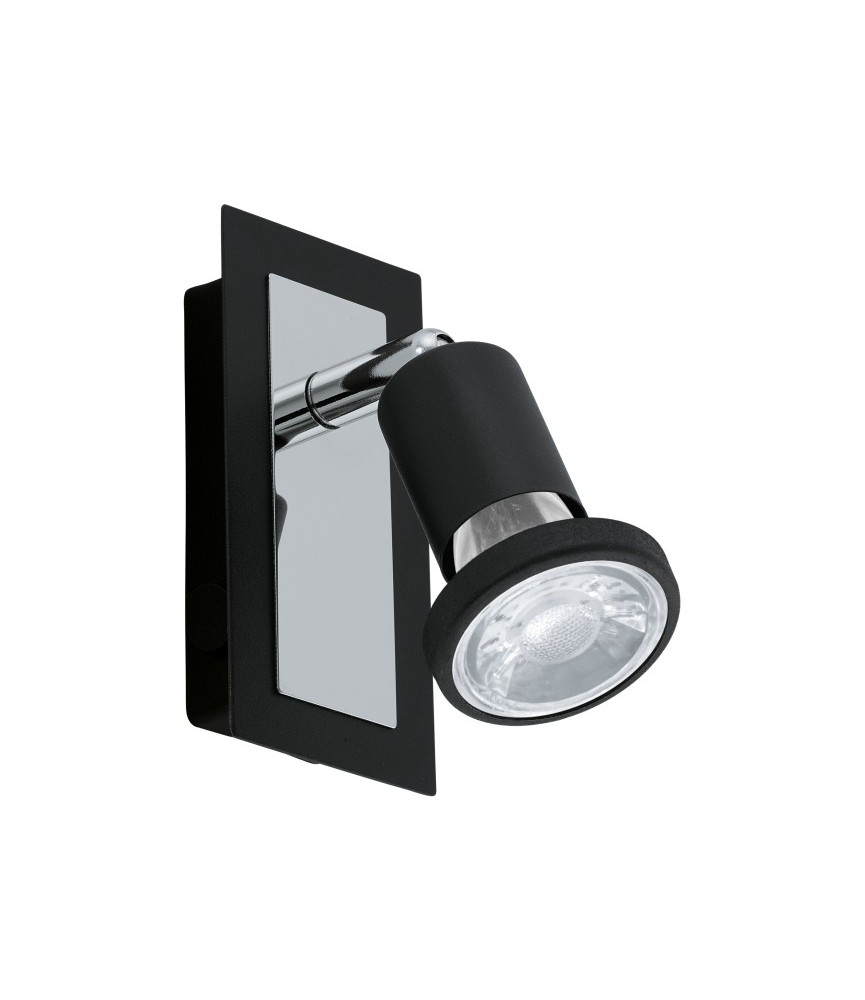 Spot LED - Acier chromé noir - 60 x 120 x 120 mm - Sarria - EGLO Spot LED - Acier chromé noir - 60 x 120 x 120 mm - Sarria - EGLO