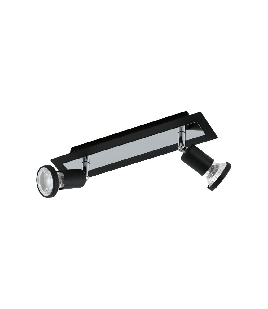 Réglette 2 Spots LED - Acier chromé noir - 300 x 70 x 120 mm - Sarria - EGLO