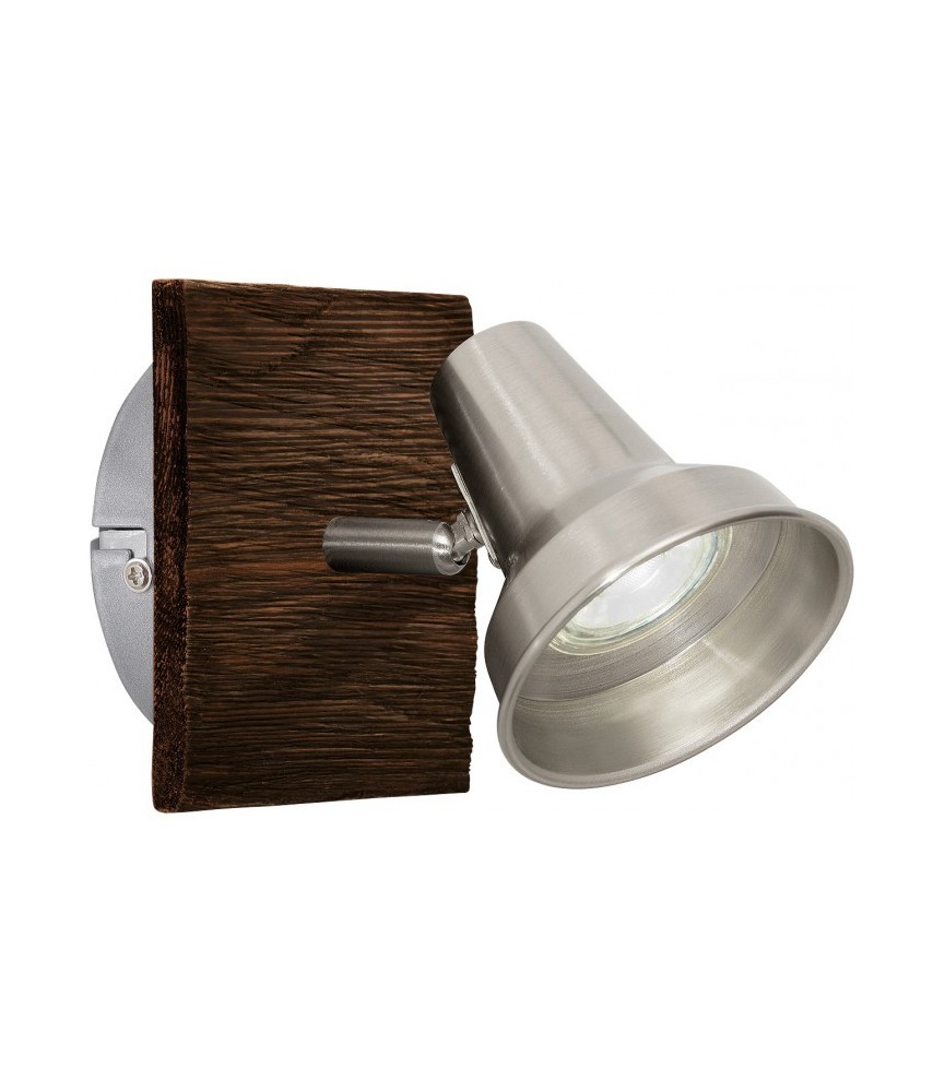 Spot LED - Acier nickel mat et bois - 120 x 120 mm - Filipina - EGLO Spot LED - Acier nickel mat et bois - 120 x 120 mm - Filipina - EGLO