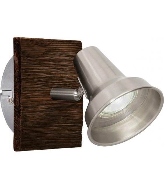 Spot LED - Acier nickel mat et bois - 120 x 120 mm - Filipina - EGLO