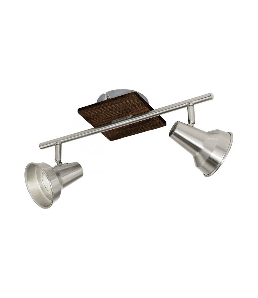 Réglette 2 spots LED - Acier nickel mat et bois - 360 x 120 mm - Filipina - EGLO Réglette 2 spots LED - Acier nickel mat et bois - 360 x 120 mm - Filipina - EGLO