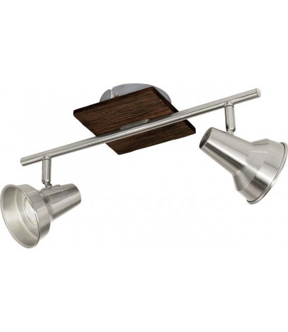Réglette 2 spots LED - Acier nickel mat et bois - 360 x 120 mm - Filipina - EGLO