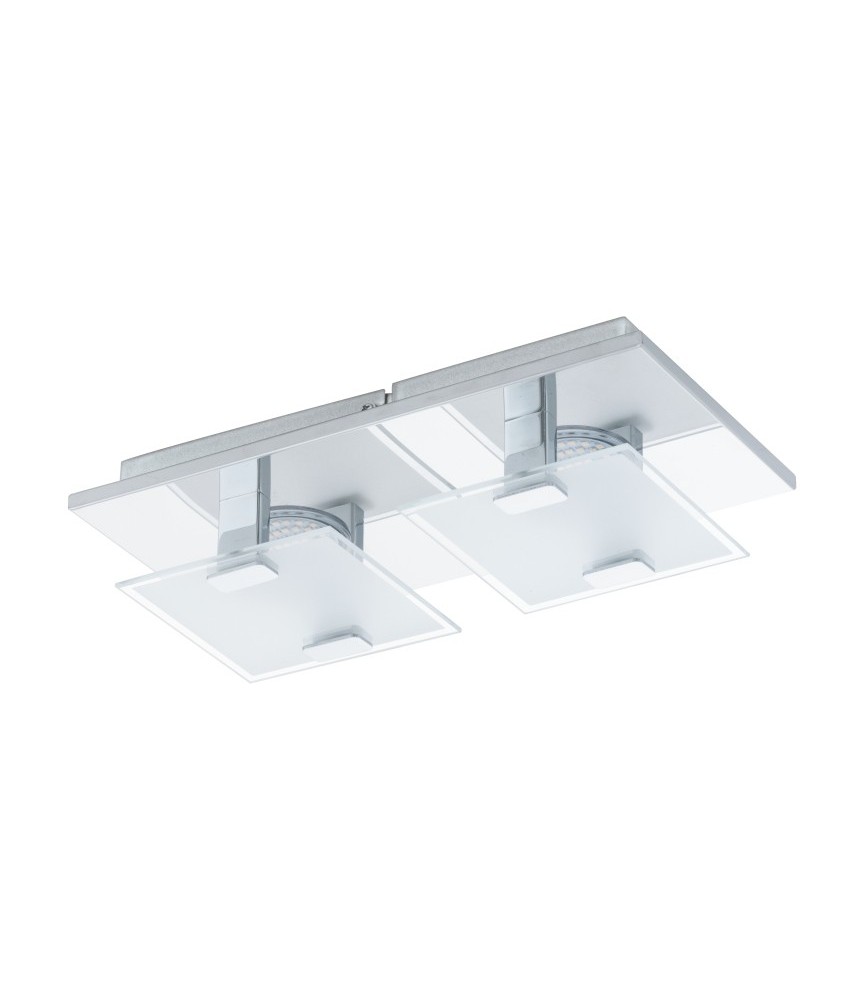 Réglette 2 spots LED - Acier et verre satiné - 270 x 135 x 65 mm - Vicaro - EGLO