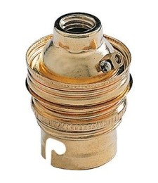 Douille B22 en acier laitonné sans passage de fil avec borne terre - Raccord  10 mm - L'EBENOÏD
