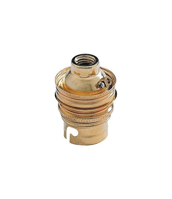 Douille B22 en acier laitonné sans passage de fil avec borne terre - Raccord  10 mm - L'EBENOÏD