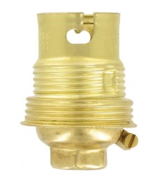 Douille B22 en acier laitonné avec passage de fil avec borne terre - Raccord  10 mm - Simple bague - L'EBENOÏD