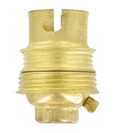 Douille B22 en acier laitonné avec passage de fil avec borne terre - Raccord  10 mm - Double bague - L'EBENOÏD