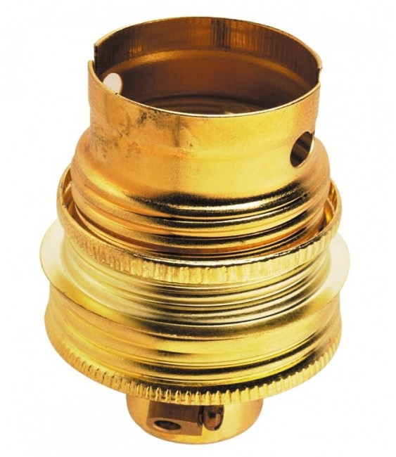 Douille B22 - avec bague - Sortie de câble droite - Acier laitonné - 10 mm - LEGRAND