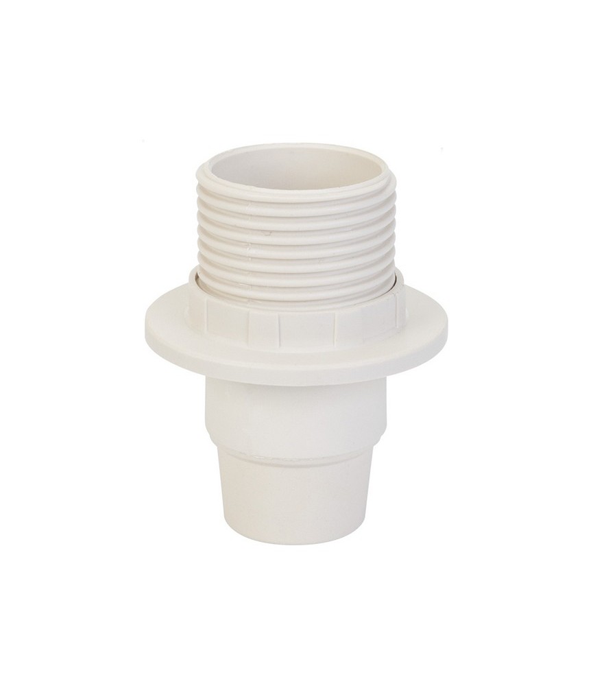 Douille filetée E14 avec chemise filetée - 10 mm - Blanc - DHOME Douille filetée E14 avec chemise filetée - 10 mm - Blanc - DHOME