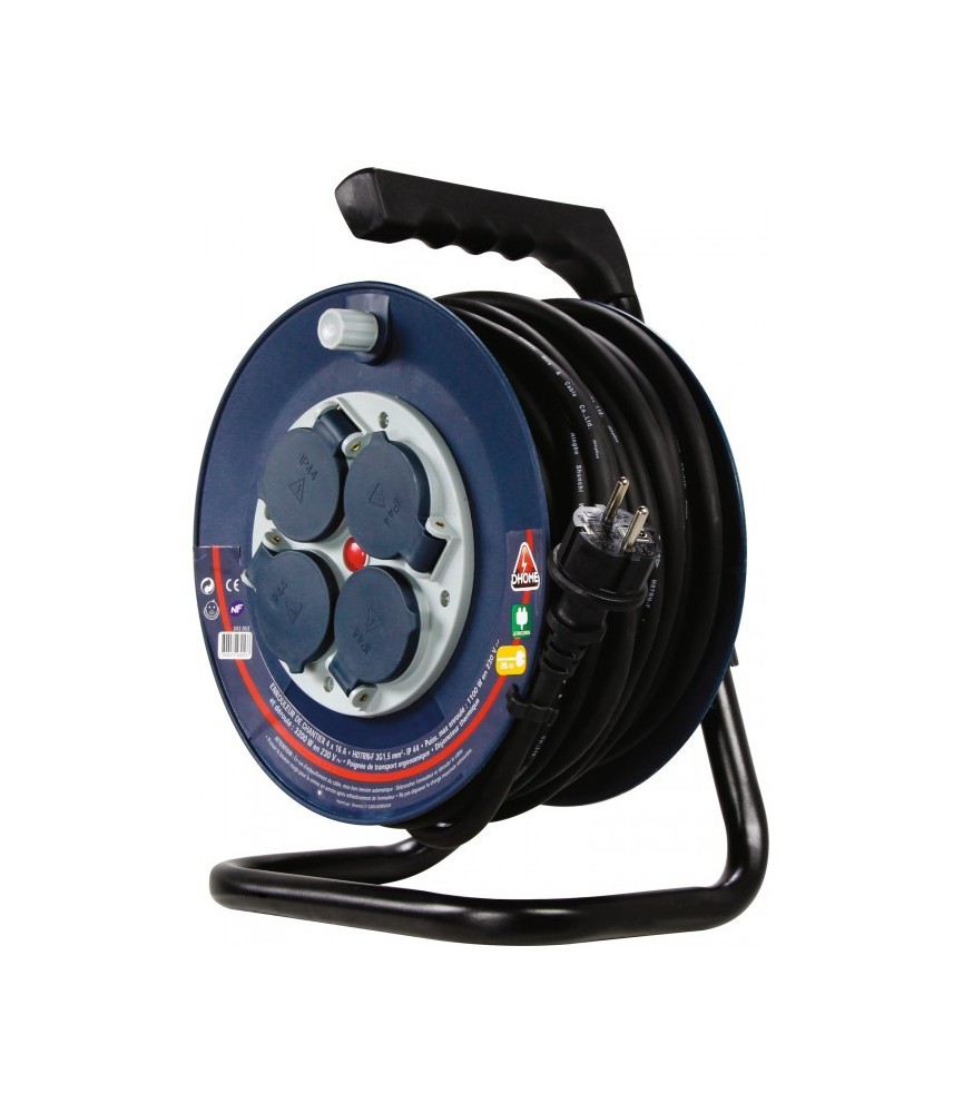 Enrouleur de chantier Pro - 25 M - H07 RN-F 3G 1,5 mm² - DHOME Enrouleur de chantier Pro - 25 M - H07 RN-F 3G 1,5 mm² - DHOME