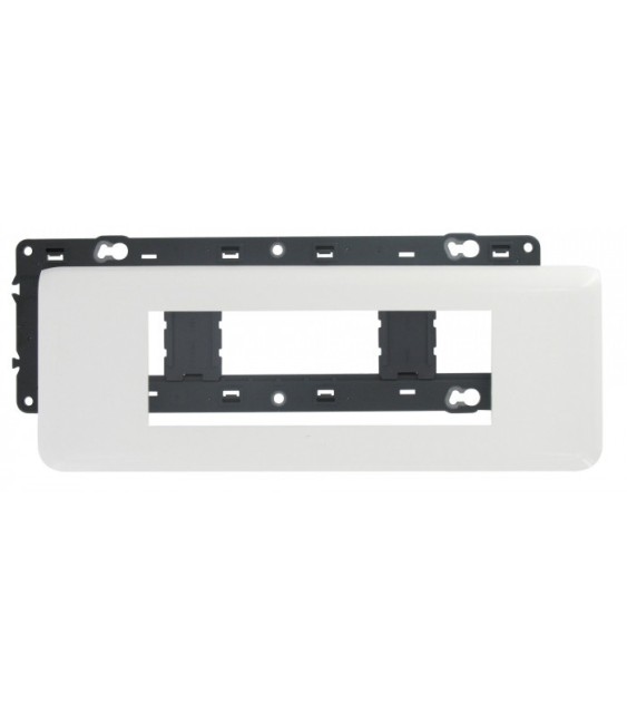 Plaque avec support Mosaic - pour 6 modules montage horizontal - Blanc - LEGRAND