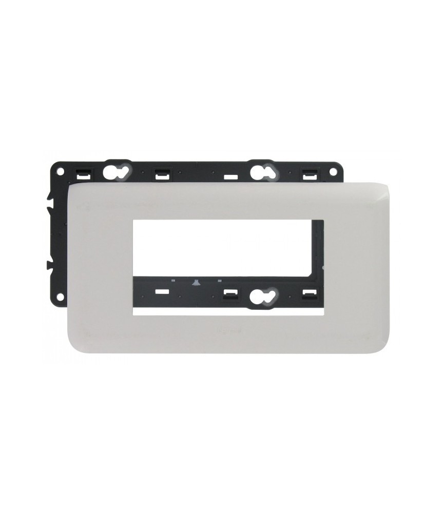 Plaque avec support Mosaic - pour 4 modules montage horizontal - Blanc - LEGRAND Plaque avec support Mosaic - pour 4 modules montage horizontal - Blanc - LEGRAND
