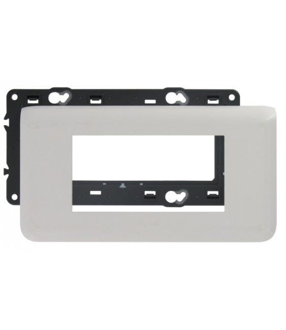 Plaque avec support Mosaic - pour 4 modules montage horizontal - Blanc - LEGRAND