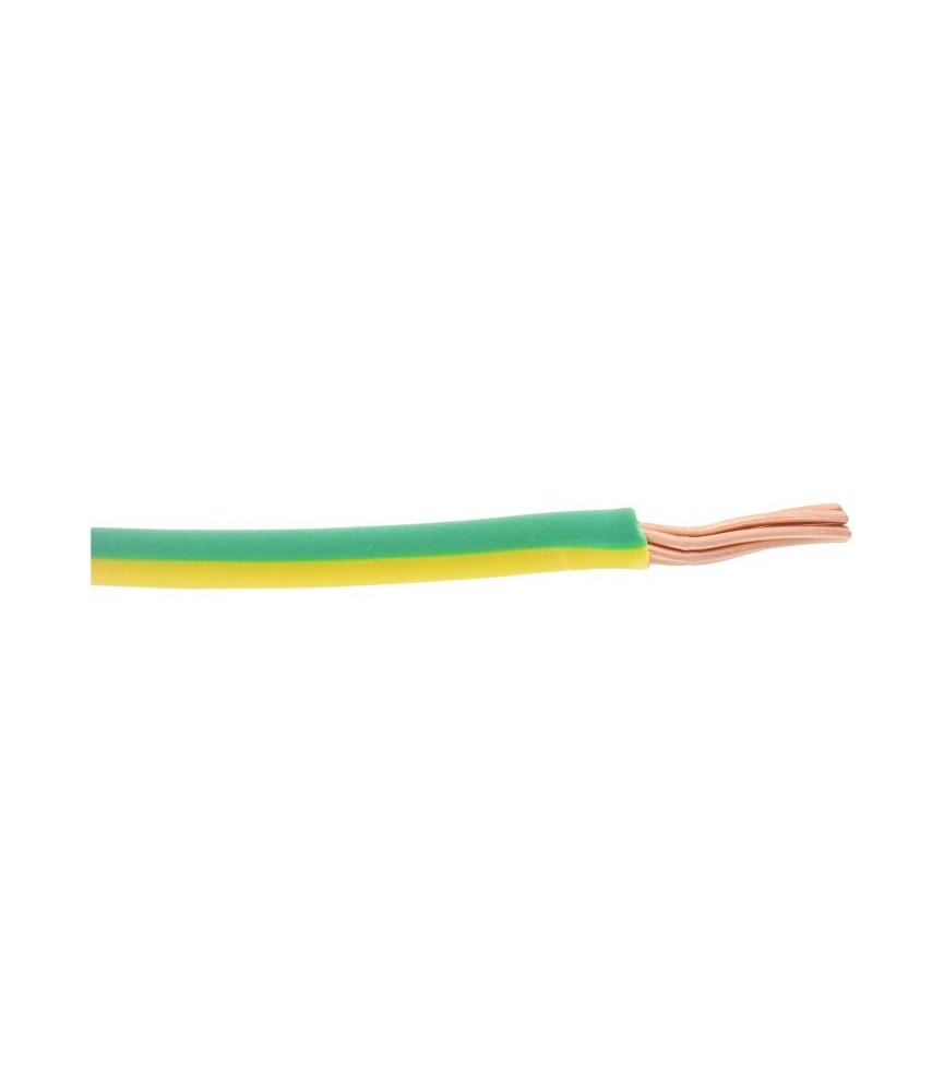 Fil de câblage rigide - H07 V-R 6 mm² - 100 M - Vert / Jaune - SERMES