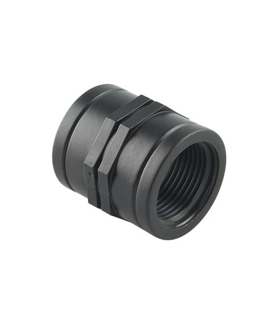 Raccord polypro fileté - Manchon égal femelle / femelle - 26 / 34 mm CAP VERT