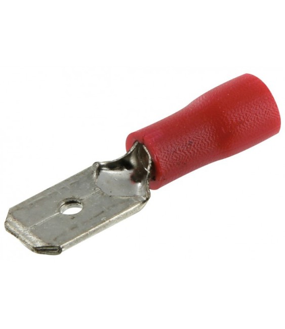 Lot de 10 clips mâles pré isolés  6.35 mm - Rouge - DHOME