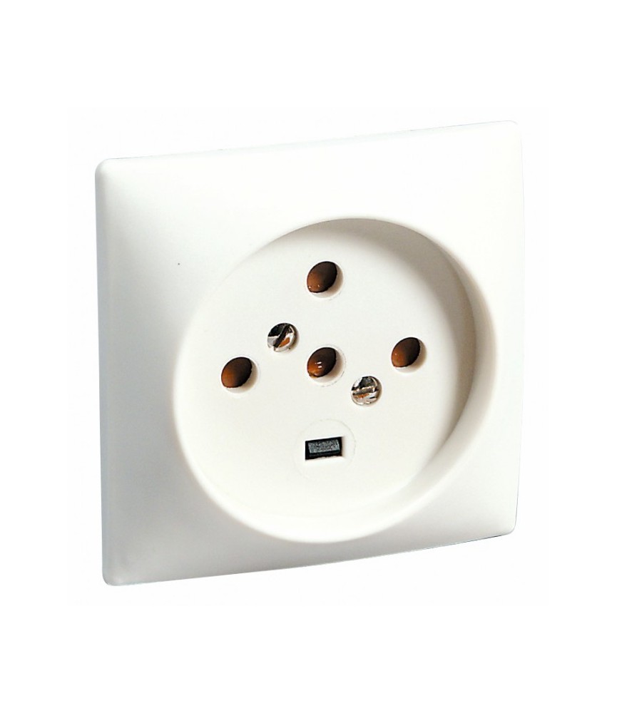 Prise de courant de puissance avec terre - Plaque 80x80 mm - 4 alvéoles - 3P + N + T - 20 A - Blanc - LEGRAND