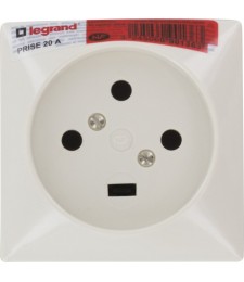 Prise de courant de puissance avec terre - 20 A - Plaque 80x80 mm - 3 alvéoles - Blanc - LEGRAND