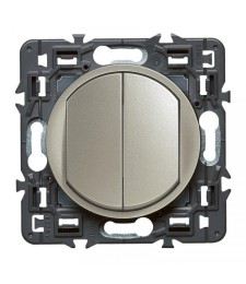 Poussoir + interrupteur ou va-et-vient Céliane Soft - Titane - LEGRAND