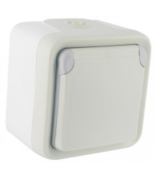 Prise de courant et volet de protection IP 55 Plexo complet apparent - Blanc - LEGRAND