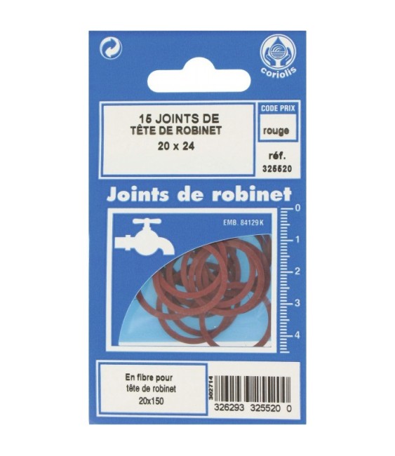 Joint en fibre pour tête de robinet - 21 x 24 mm - Lot de 15 - GRIPP