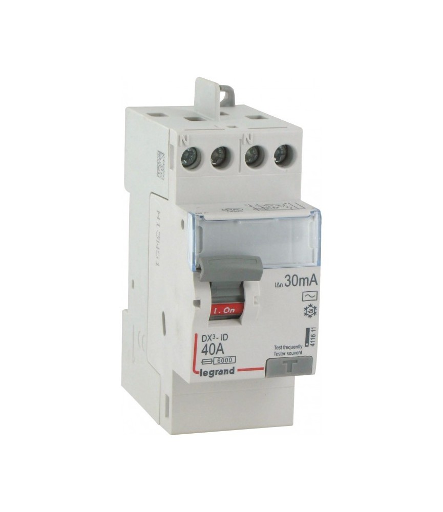Interrupteur différentiel bipolaire - Type AC 30mA arrivée haut/départ haut 40 A - LEGRAND Interrupteur différentiel bipolaire - Type AC 30mA arrivée haut/départ haut 40 A - LEGRAND