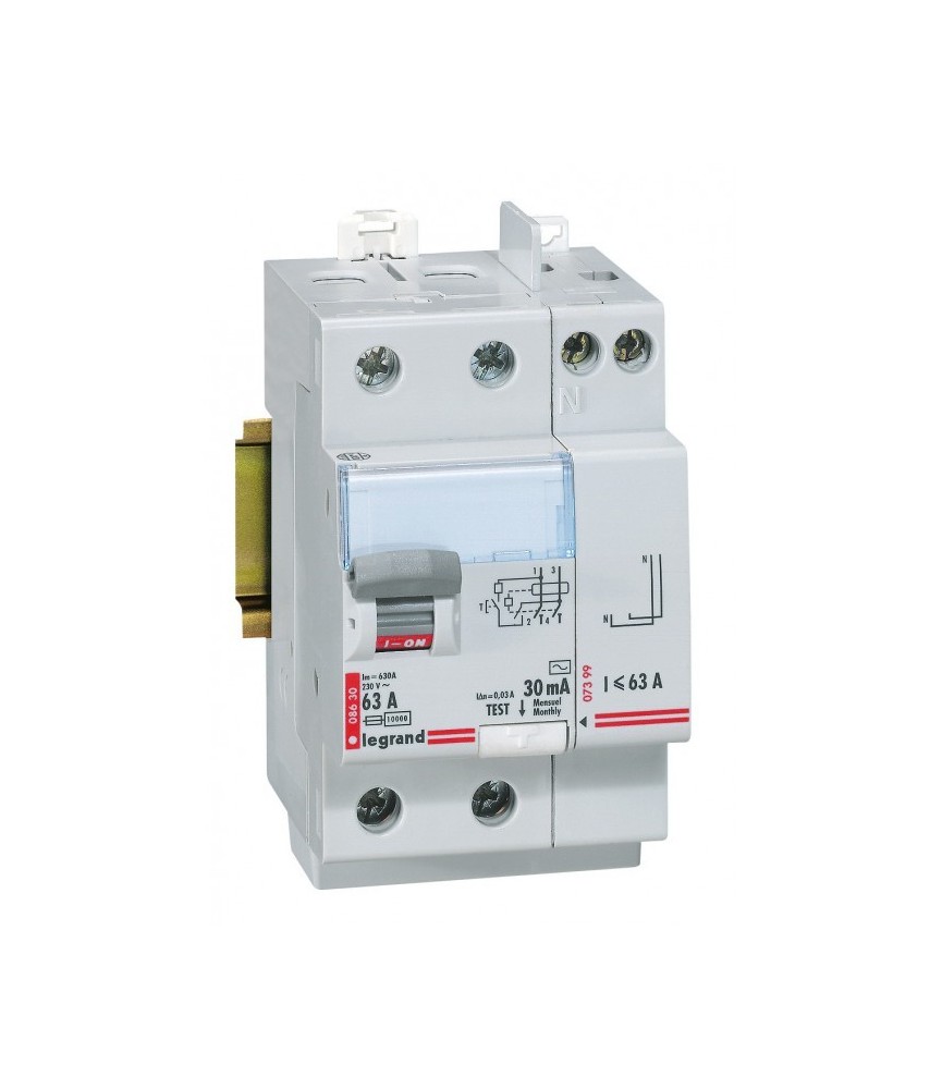 Interrupteur différentiel bipolaire - Type AC 30mA arrivée haut/départ haut 63 A - LEGRAND Interrupteur différentiel bipolaire - Type AC 30mA arrivée haut/départ haut 63 A - LEGRAND