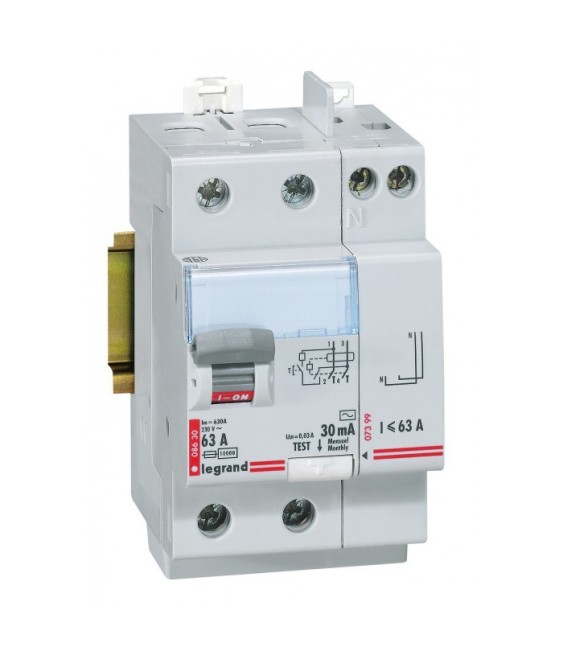 Interrupteur différentiel bipolaire - Type AC 30mA arrivée haut/départ haut 63 A - LEGRAND