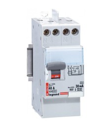 Interrupteur différentiel bipolaire - Type A 30 mA arrivée haut/départ bas 40 A - LEGRAND