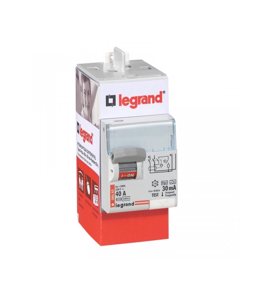 Interrupteur différentiel bipolaire - Type Hpi 30mA arrivée haut/départ haut 40A - LEGRAND Interrupteur différentiel bipolaire - Type Hpi 30mA arrivée haut/départ haut 40A - LEGRAND