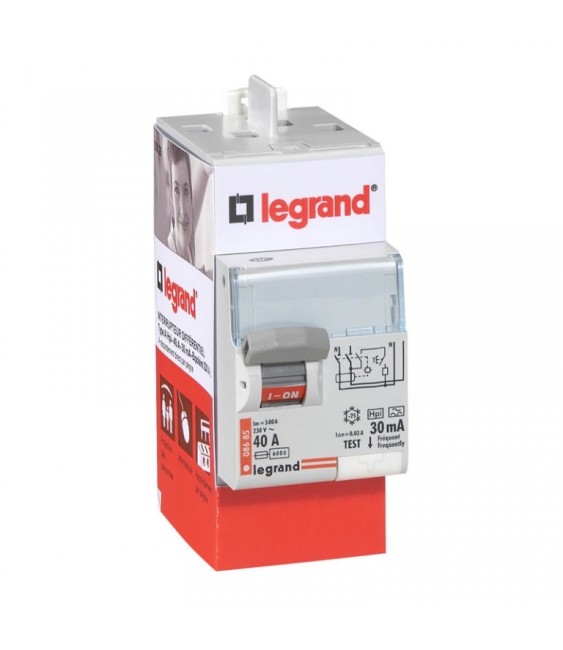 Interrupteur différentiel bipolaire - Type Hpi 30mA arrivée haut/départ haut 40A - LEGRAND