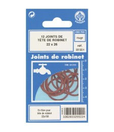 Joint en fibre pour tête de robinet - 22 x 26 mm - Lot de 12 - GRIPP
