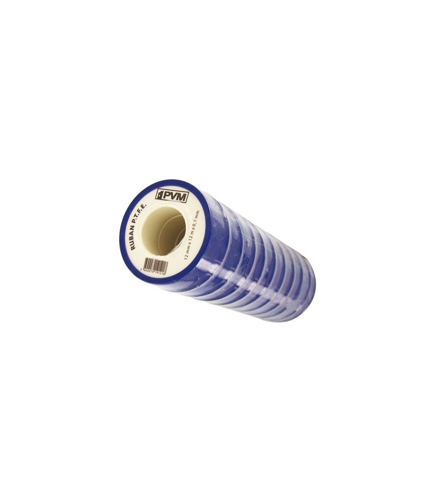 Ruban d'étanchéité P.T.F.E - Téflon - 12 m x 12 mm - 0.1 mm - Lot de 10 - PVM Ruban d'étanchéité P.T.F.E - Téflon - 12 m x 12 mm - 0.1 mm - Lot de 10 - PVM