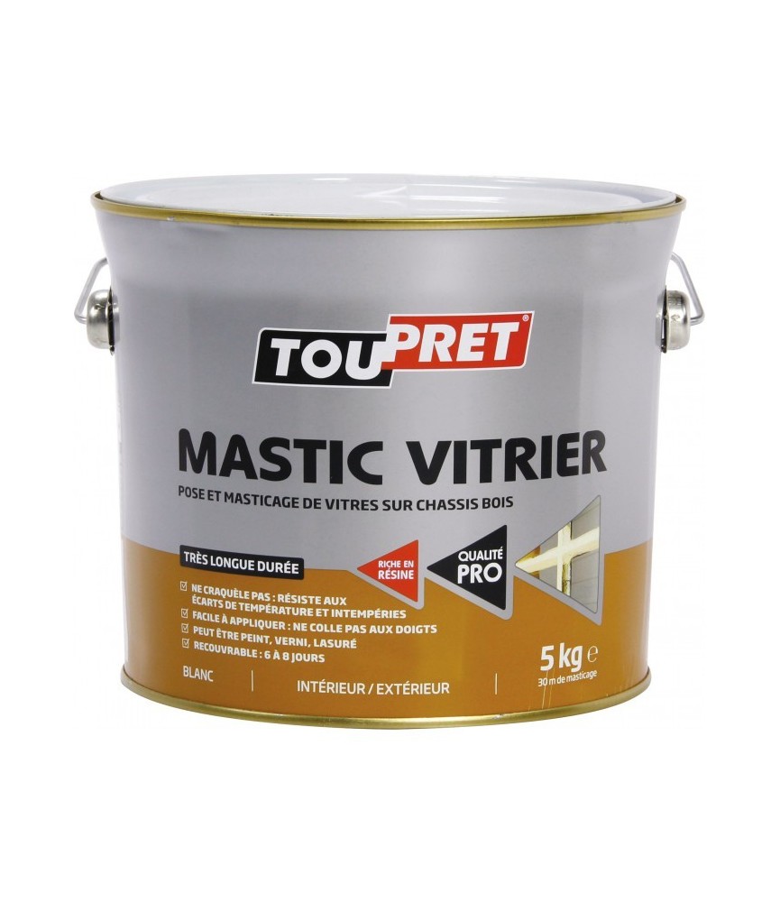Mastic de vitrier - Blanc - 5 Kg - TOUPRET