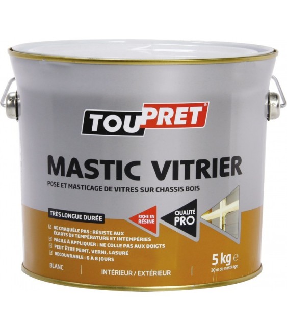 Mastic de vitrier - Blanc - 5 Kg - TOUPRET