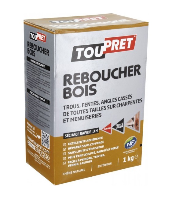 Enduit de rebouchage - Reboucher Bois Poudre - Trous et fentes - 1 Kg - TOUPRET