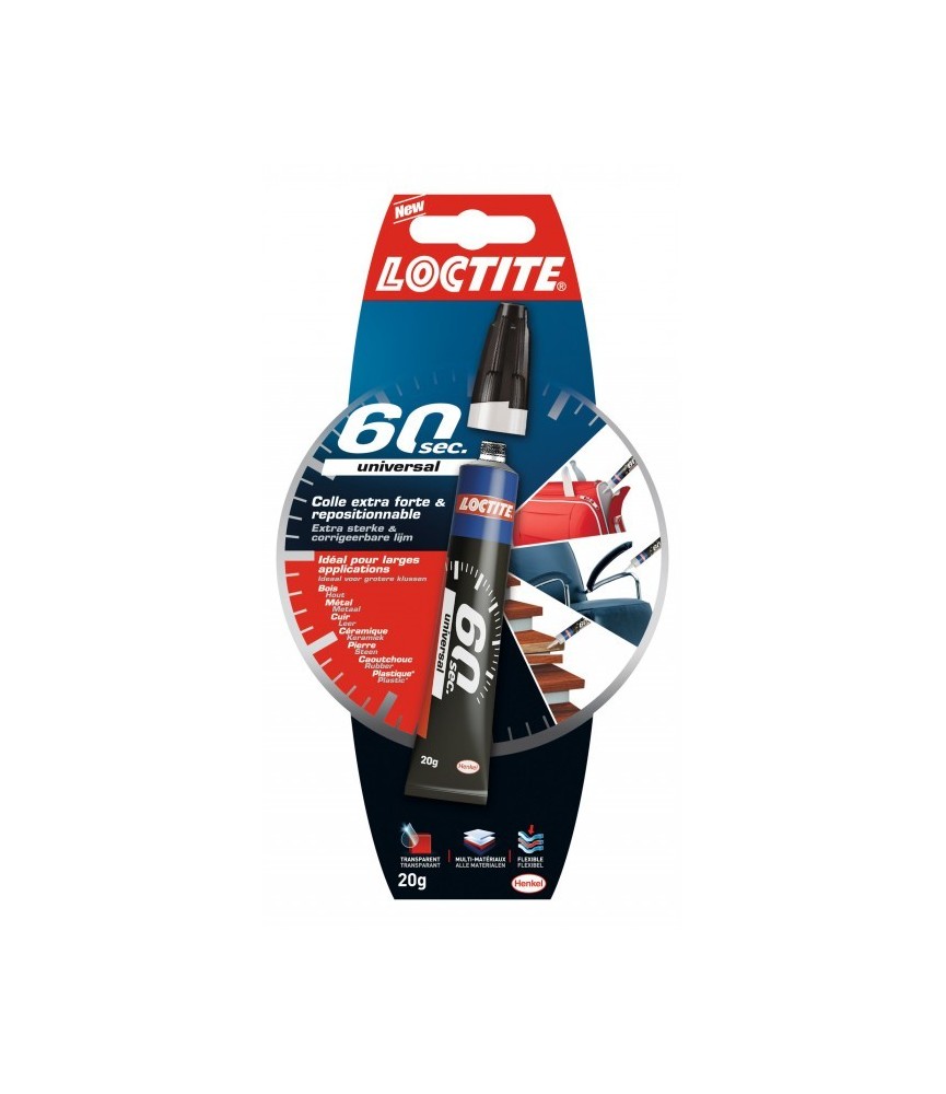 Colle universelle en gel - Universal 60 secondes - 20 Grs - LOCTITE