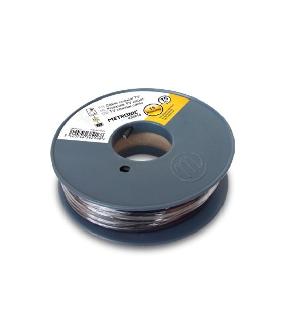Câble coaxial noir en bobine de 25 m - METRONIC
