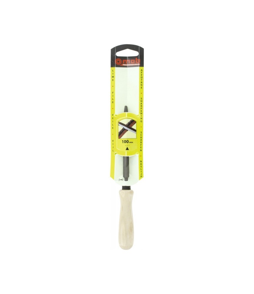 Lime tiers point pour scies - Angle vif - Manche en bois - Mi-douce - 100 mm - MOB Lime tiers point pour scies - Angle vif - Manche en bois - Mi-douce - 100 mm - MOB