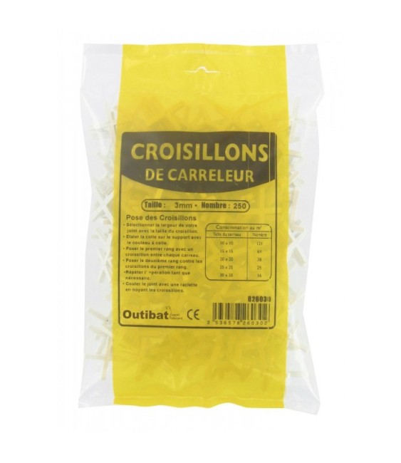 Sachet de 100 croisillons de carreleur - 8 mm - OUTIBAT