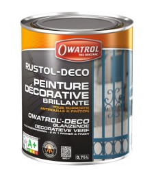 Peinture décorative brillante - Antirouille et finition - Blanc - 750 ml - OWATROL
