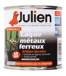 Laque métaux ferreux antirouille - Noir brillant - 250 ml - JULIEN