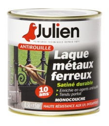 Laque métaux ferreux antirouille - Noir satiné - 500 ml - JULIEN