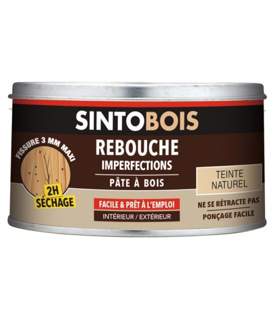 Pâte à bois pour reboucher imperfections et fissures - Teinte Naturel - 250 Grs - SINTO