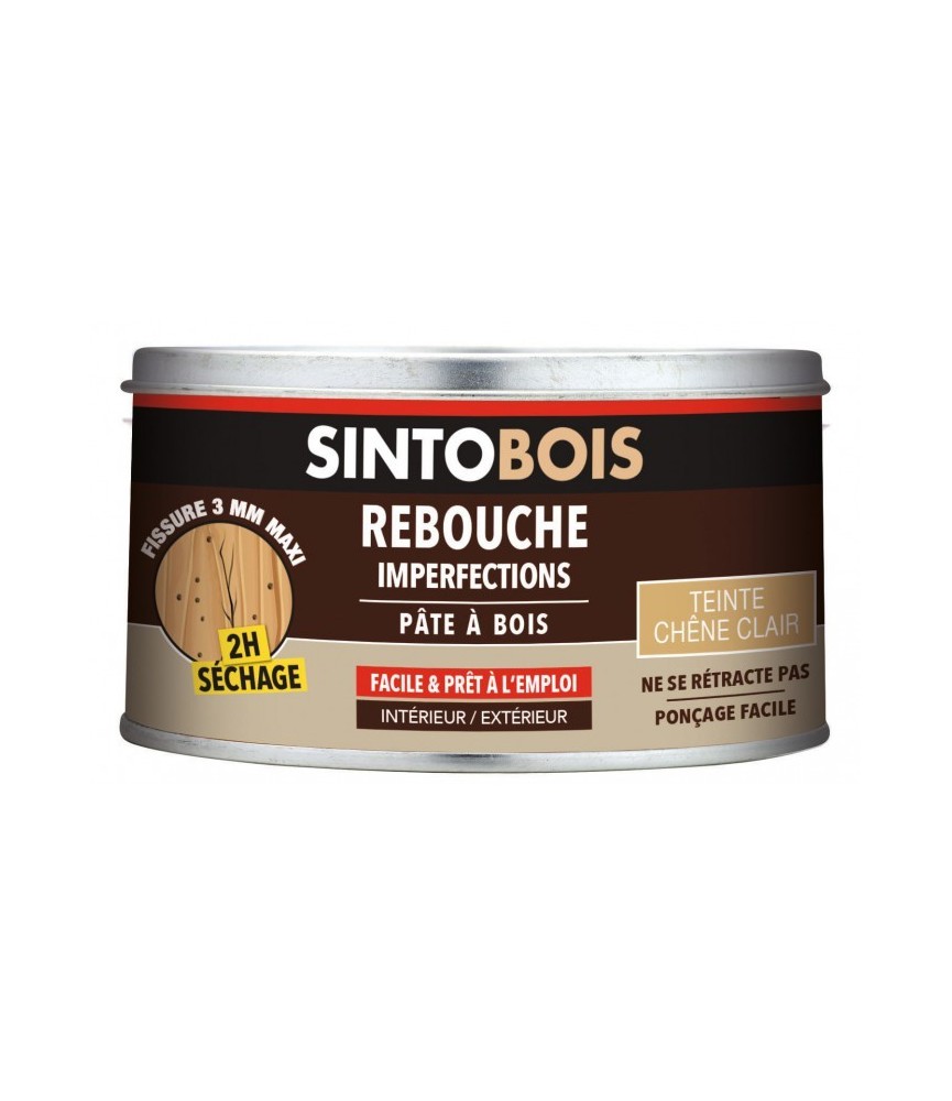 Pâte à bois pour reboucher imperfections et fissures - Teinte Chêne clair- 250 Grs - SINTO Pâte à bois pour reboucher imperfections et fissures - Teinte Chêne clair- 250 Grs - SINTO