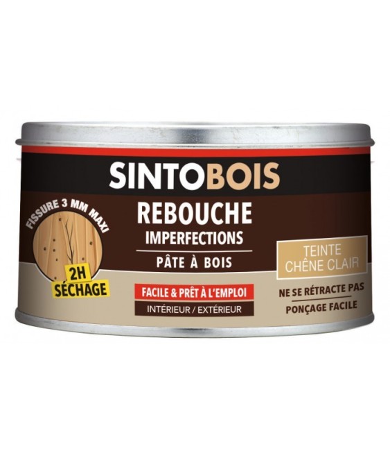 Pâte à bois pour reboucher imperfections et fissures - Teinte Chêne clair- 250 Grs - SINTO