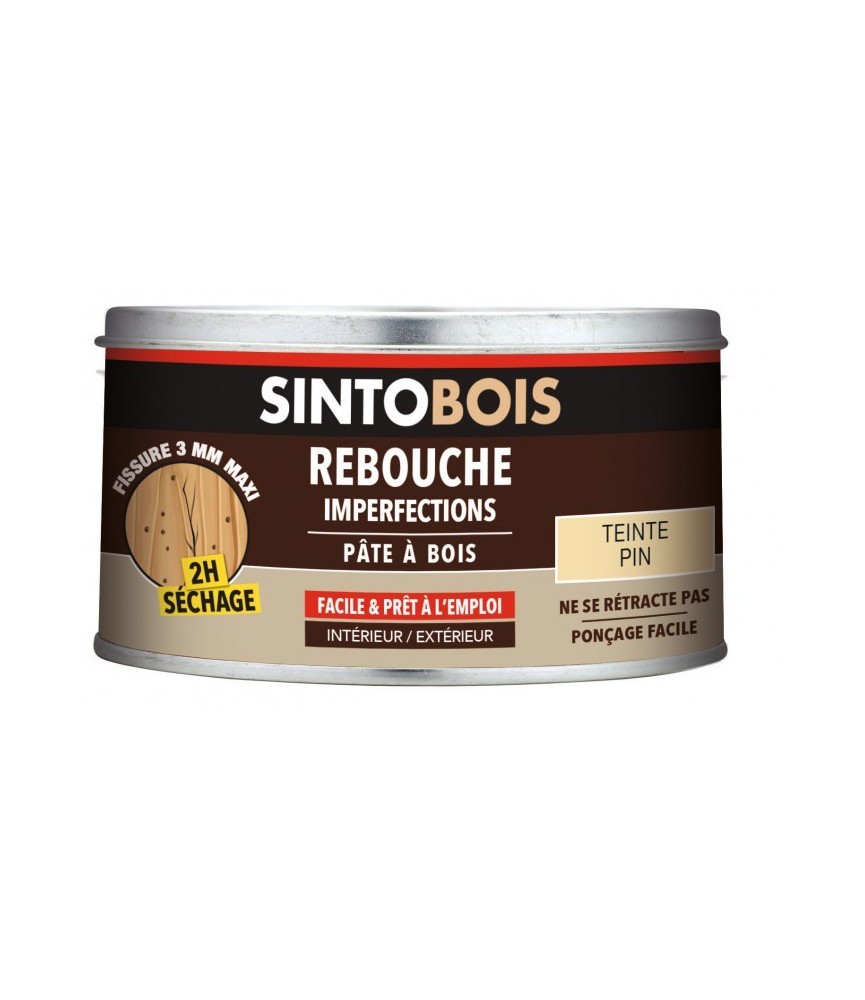 Pâte à bois pour reboucher imperfections et fissures - Teinte Pin - 250 Grs - SINTO