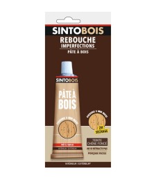 Pâte à bois pour reboucher imperfections et fissures - Teinte Chêne foncé - 80 Grs - SINTO