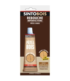 Pâte à bois pour reboucher imperfections et fissures - Teinte Chêne moyen - 80 Grs - SINTO